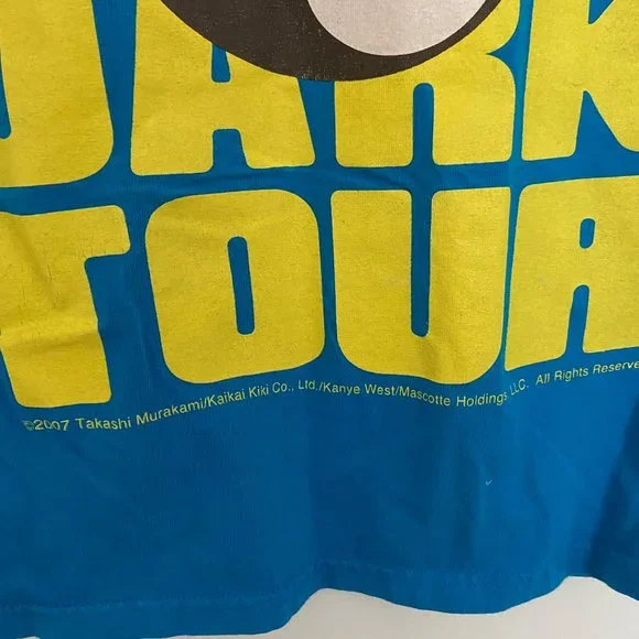 2007 Vintage Kanye West Takashi Murakami Glow In Dark Tour T-Shirt Mens Small